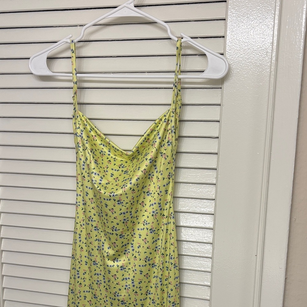 Floral Yellow Spaghetti Strap Dress